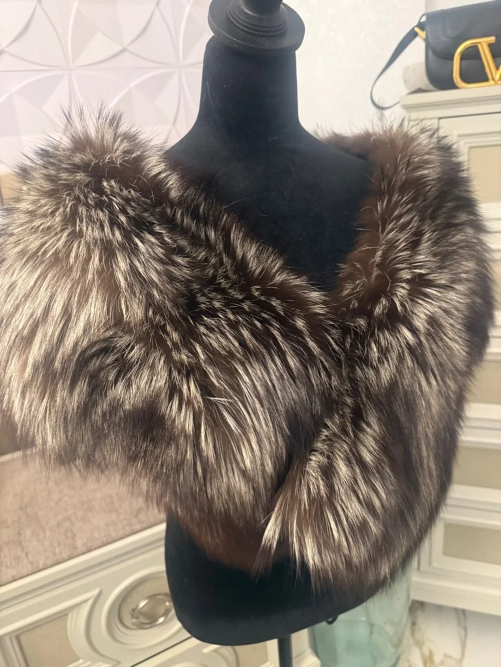 Silver fox fur stole shawl by EMBA